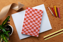 Load image into Gallery viewer, Wonky Checkers Classic Layflat Journal Notebook