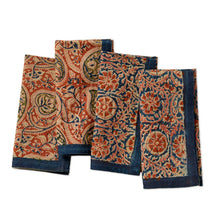 Load image into Gallery viewer, Compass Paisley Kalamkari Napkins - Set of 4