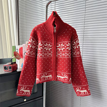 Load image into Gallery viewer, Comfortable Retro Heavy Industry Stand Collar Short Sweater