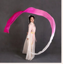 Load image into Gallery viewer, Customized Women Real Silk Streamer Purple Pastel Color Belly Dance Props 5 Mommes Habotai Worship Silk Streamer 400X45cm Flowy