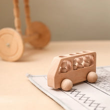 Load image into Gallery viewer, Montessori Beech Wood Wooden Bus Toy