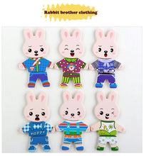 Load image into Gallery viewer, Cartoon Wooden Toy Rabbit Changing Clothes Puzzles Montessori Educational Dress Changing Jigsaw Puzzle Toys Children Kids Gifts