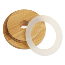 Load image into Gallery viewer, Reusable Bamboo Wood Lids With Straw Hole Smoothies Canning Storage Bottles Mason Jar Lid Wide Mouth Cup Eco Friendly Covers Cap