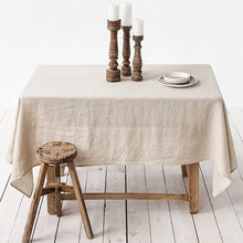 Load image into Gallery viewer, 100% Pure Linen Tablecloth - Solid Color Natural Fabric