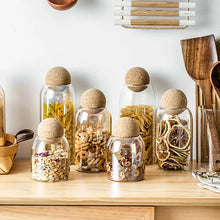 Load image into Gallery viewer, Lead-Free Glass Storage Jar with Cork Lid
