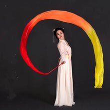 Load image into Gallery viewer, Customized Women Real Silk Streamer Purple Pastel Color Belly Dance Props 5 Mommes Habotai Worship Silk Streamer 400X45cm Flowy