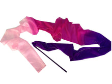 Load image into Gallery viewer, Customized Women Real Silk Streamer Purple Pastel Color Belly Dance Props 5 Mommes Habotai Worship Silk Streamer 400X45cm Flowy