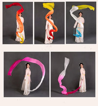 Load image into Gallery viewer, Customized Women Real Silk Streamer Purple Pastel Color Belly Dance Props 5 Mommes Habotai Worship Silk Streamer 400X45cm Flowy