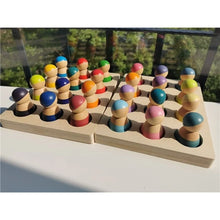 Load image into Gallery viewer, Wooden Peg Dolls with Crochet Hats, Rainbow Set