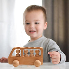 Load image into Gallery viewer, Montessori Beech Wood Wooden Bus Toy