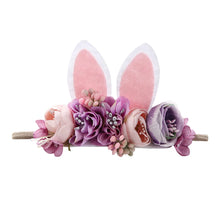 Load image into Gallery viewer, Easter Day Baby Headband Rabbit Ear Newborn Photography Props Boy Girl Nylon Hair Bands Artificial Flower Festival Headwrap