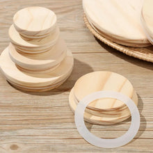 Load image into Gallery viewer, Reusable Bamboo Wood Lids With Straw Hole Smoothies Canning Storage Bottles Mason Jar Lid Wide Mouth Cup Eco Friendly Covers Cap