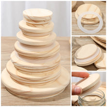 Load image into Gallery viewer, Reusable Bamboo Wood Lids With Straw Hole Smoothies Canning Storage Bottles Mason Jar Lid Wide Mouth Cup Eco Friendly Covers Cap