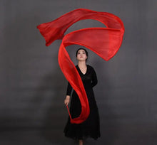 Load image into Gallery viewer, Customized Women Real Silk Streamer Purple Pastel Color Belly Dance Props 5 Mommes Habotai Worship Silk Streamer 400X45cm Flowy