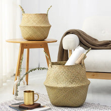 Load image into Gallery viewer, Seaweed Wicker Basket Rattan Hanging Flowerpot  Dirty Clothes    Storage    WF1015
