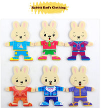 Load image into Gallery viewer, Cartoon Wooden Toy Rabbit Changing Clothes Puzzles Montessori Educational Dress Changing Jigsaw Puzzle Toys Children Kids Gifts