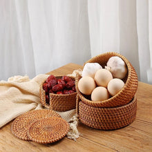 Load image into Gallery viewer, Handmade Round Rattan Coaster - Heat-Resistant Cup Mat