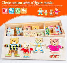 Load image into Gallery viewer, Cartoon Wooden Toy Rabbit Changing Clothes Puzzles Montessori Educational Dress Changing Jigsaw Puzzle Toys Children Kids Gifts