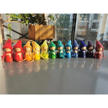 Load image into Gallery viewer, Wooden Peg Dolls with Crochet Hats, Rainbow Set