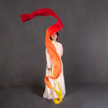 Load image into Gallery viewer, Customized Women Real Silk Streamer Purple Pastel Color Belly Dance Props 5 Mommes Habotai Worship Silk Streamer 400X45cm Flowy