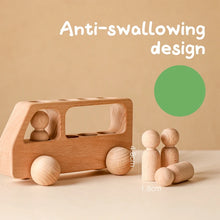 Load image into Gallery viewer, Montessori Beech Wood Wooden Bus Toy