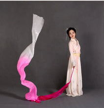 Load image into Gallery viewer, Customized Women Real Silk Streamer Purple Pastel Color Belly Dance Props 5 Mommes Habotai Worship Silk Streamer 400X45cm Flowy
