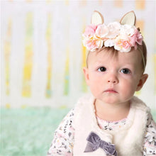 Load image into Gallery viewer, Easter Day Baby Headband Rabbit Ear Newborn Photography Props Boy Girl Nylon Hair Bands Artificial Flower Festival Headwrap