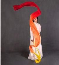 Load image into Gallery viewer, Customized Women Real Silk Streamer Purple Pastel Color Belly Dance Props 5 Mommes Habotai Worship Silk Streamer 400X45cm Flowy