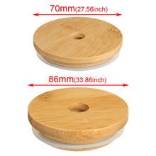 Load image into Gallery viewer, Reusable Bamboo Wood Lids With Straw Hole Smoothies Canning Storage Bottles Mason Jar Lid Wide Mouth Cup Eco Friendly Covers Cap