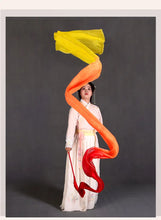 Load image into Gallery viewer, Customized Women Real Silk Streamer Purple Pastel Color Belly Dance Props 5 Mommes Habotai Worship Silk Streamer 400X45cm Flowy