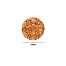 Load image into Gallery viewer, Handmade Round Rattan Coaster - Heat-Resistant Cup Mat