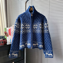 Load image into Gallery viewer, Comfortable Retro Heavy Industry Stand Collar Short Sweater