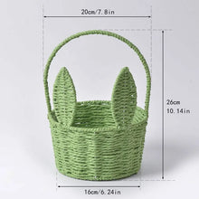 Load image into Gallery viewer, Cute Bunny Ears Woven Basket Paper Rope Braided Flower Basket Easter Decoration Home Picnic Fruit Hand-held Sundries Organizers