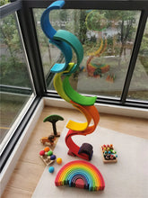 Load image into Gallery viewer, Wooden Rainbow Arch Stacking Blocks & Peg Dolls