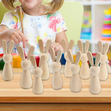 Load image into Gallery viewer, 10Pcs Wooden Peg Dolls Decorations Blank Puppets Rabbit Peg Doll Bodies for Arts Crafts Boys Girls Party Fairy Garden Home Decor