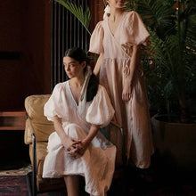 Load image into Gallery viewer, Vintage Cotton V-Neck Puff Sleeve Maxi Dress