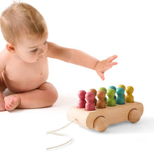 Load image into Gallery viewer, Montessori Wooden Baby Trolley with Colorful Dolls