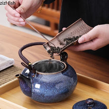 Load image into Gallery viewer, Large Ceramic Teapot with Top Handle and Infuser