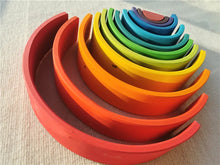 Load image into Gallery viewer, Wooden Rainbow Arch Stacking Blocks & Peg Dolls