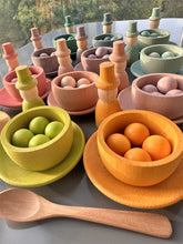 Load image into Gallery viewer, Sensory Wooden Montessori Toys Rainbow Pastel Sorting Bowls Dishes with Balls Acorns for Kids Play