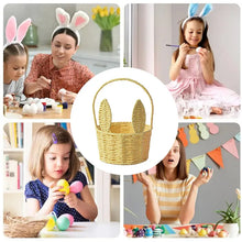 Load image into Gallery viewer, Cute Bunny Ears Woven Basket Paper Rope Braided Flower Basket Easter Decoration Home Picnic Fruit Hand-held Sundries Organizers