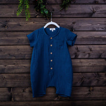 Load image into Gallery viewer, Newborn Baby Unisex Short Sleeves Romper Organic Cotton Crew Neck Navy Romper Bodysuit Unisex One-piece Summer Romper Clothes