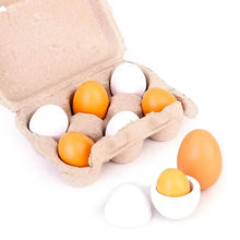 Load image into Gallery viewer, Kids 3/6pcs Wooden Artificial Egg Set Easter DIY Toy Wooden House Game Kitchen Egg Toys Early Education Food Toys for Children