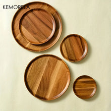 Load image into Gallery viewer, Handmade Acacia Wood Round Plate - Sushi, Dessert & Bread Dish