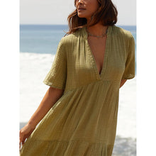 Load image into Gallery viewer, Casual Cotton Gauze Muslin Short Sleeve Sundress