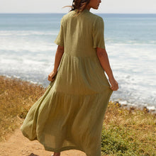 Load image into Gallery viewer, Casual Cotton Gauze Muslin Short Sleeve Sundress