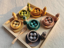 Load image into Gallery viewer, Sensory Wooden Montessori Toys Rainbow Pastel Sorting Bowls Dishes with Balls Acorns for Kids Play