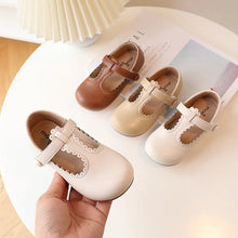 Load image into Gallery viewer, Girls Leather Shoes Toddlers Flats Princess Sweet Little Kids Soft Shoes T-strap Retro Classic Children's Dress Shoes for Party