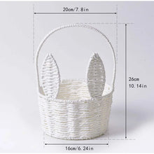 Load image into Gallery viewer, Cute Bunny Ears Woven Basket Paper Rope Braided Flower Basket Easter Decoration Home Picnic Fruit Hand-held Sundries Organizers