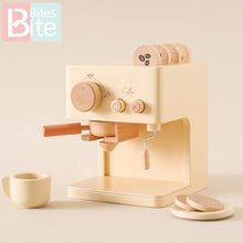 Load image into Gallery viewer, 10pc Baby Coffee Machine Toy Set Wooden Kitchen Supplies Coffee Machine Model Children Play Simulation Coffee Cake Pretend Toys